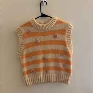 Zara Orange and Tan Stripped Sweater Vest in Size Small (Never Been Worn)